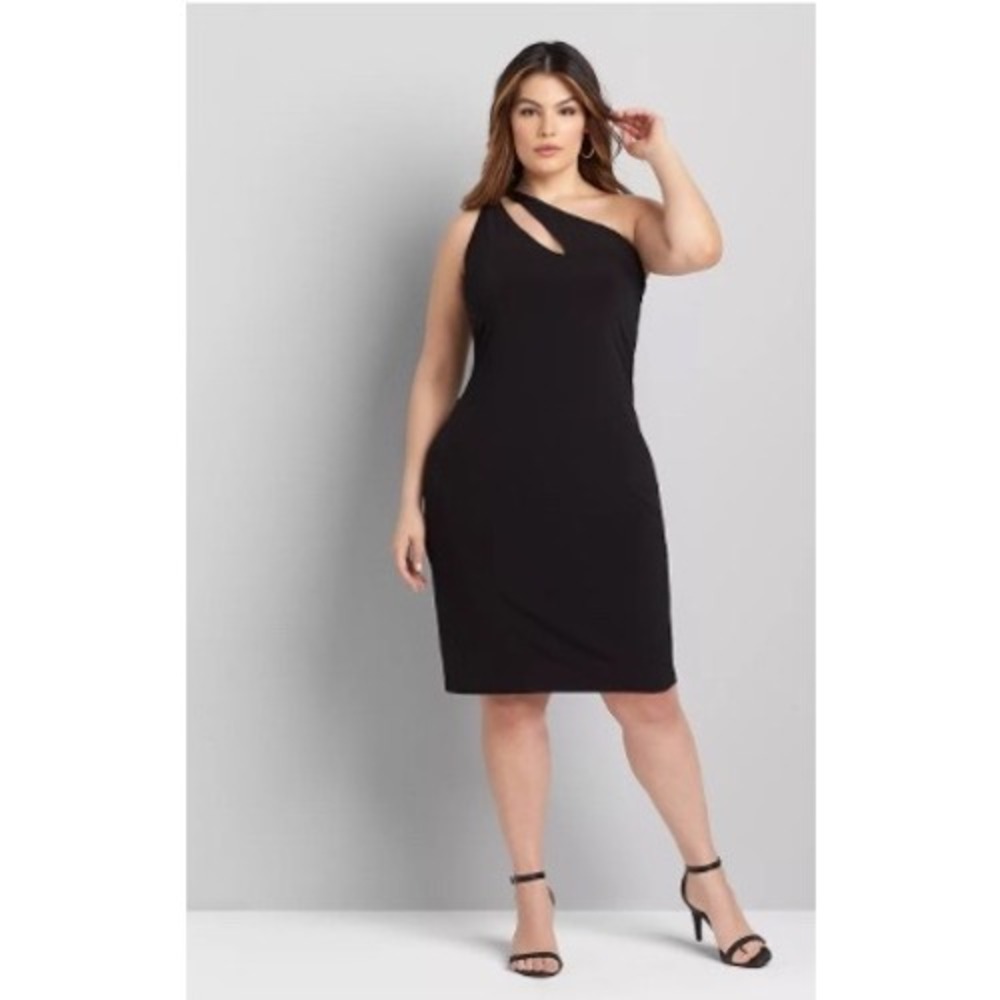 Lane Bryant Black One Shoulder‎ Sleeveless Asymmetrical Dress Plus Size 22/24